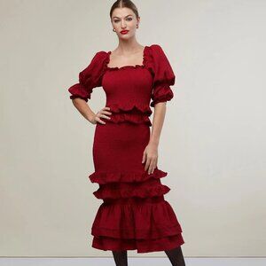 Rachel Parcell Jacquard Smocked Midi Dress Size large